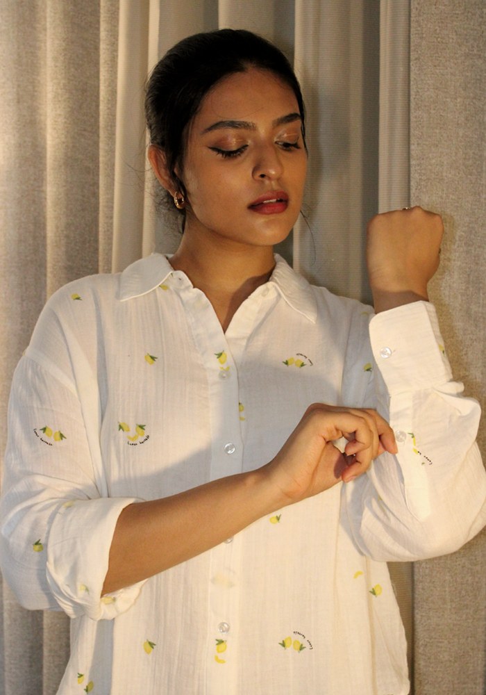 Lemon Print Muslin Shirt