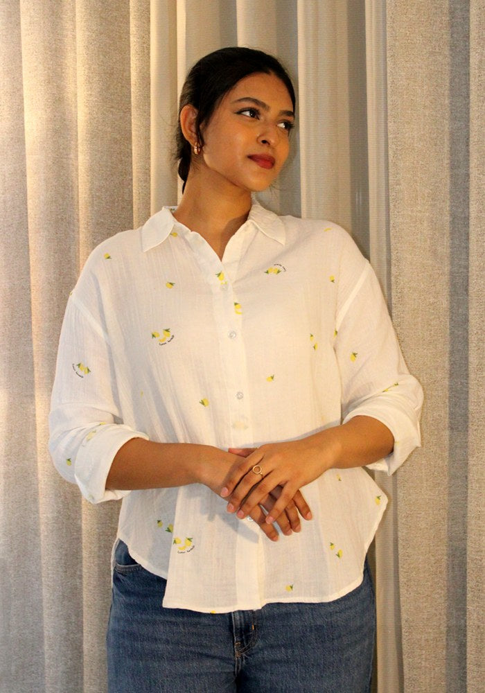 Lemon Print Muslin Shirt