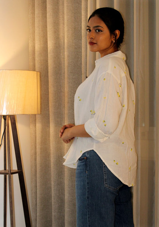 Lemon Print Muslin Shirt