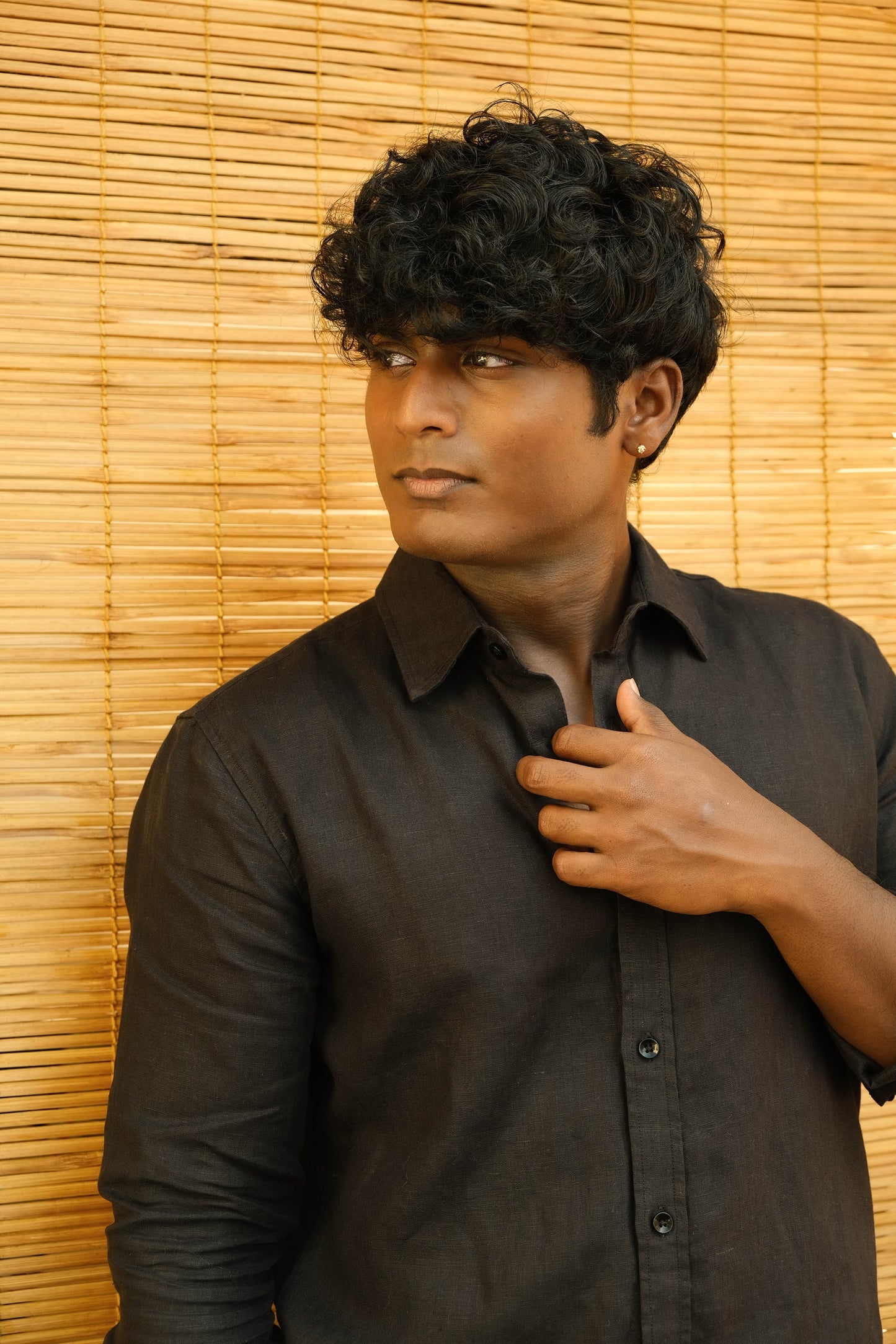 Men's Regular Fit Full Sleeve Linen Shirt Midnight Noir - view 1