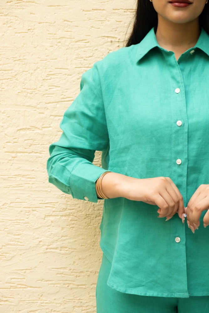 Regular Fit Linen Shirt Emerald Breeze - view 2