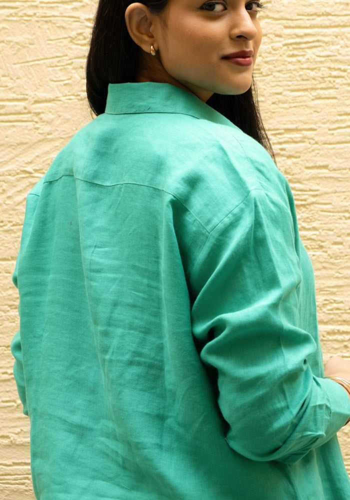 Regular Fit Linen Shirt Emerald Breeze - view 4