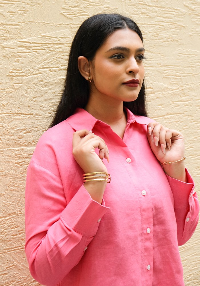 Regular Fit Linen Shirt Pink Pop - view 1