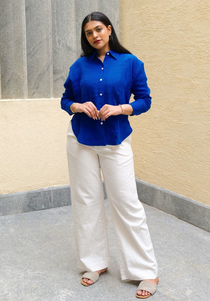 Regular Fit Linen Shirt Royal Wave - view 1
