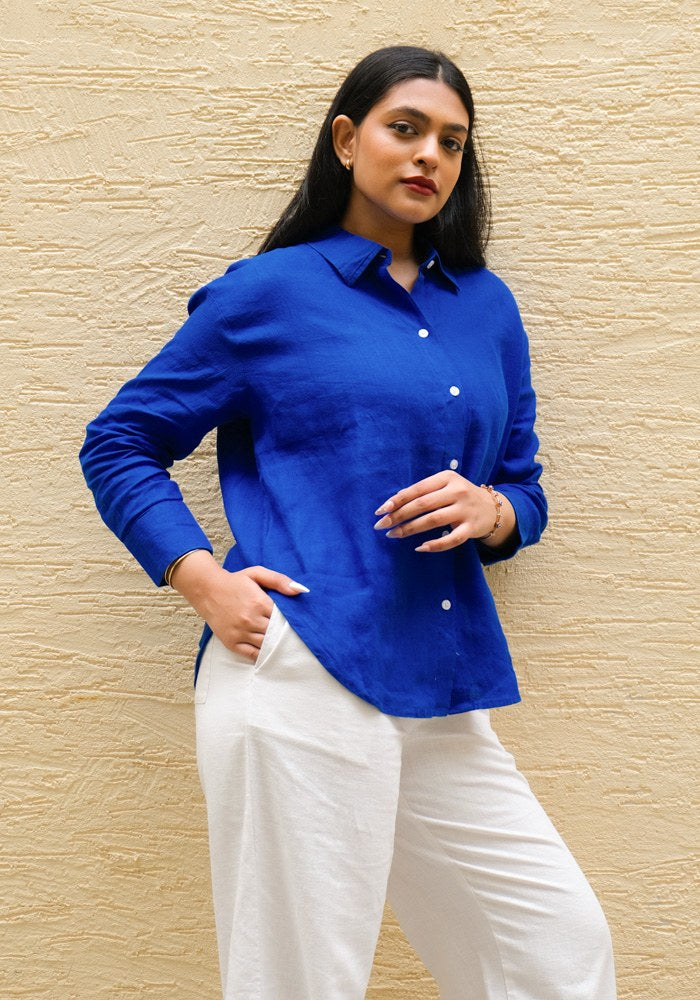 Mid-Rise Linen Trousers Snow - view 2