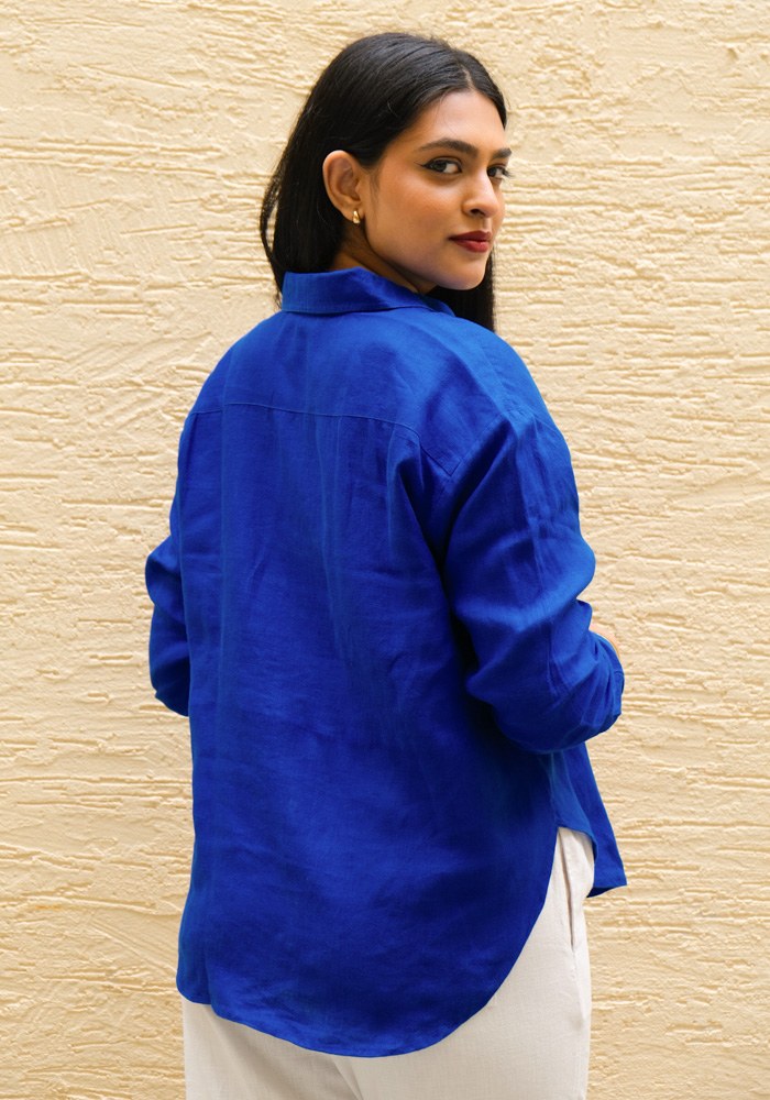 Regular Fit Linen Shirt Royal Wave - view 4
