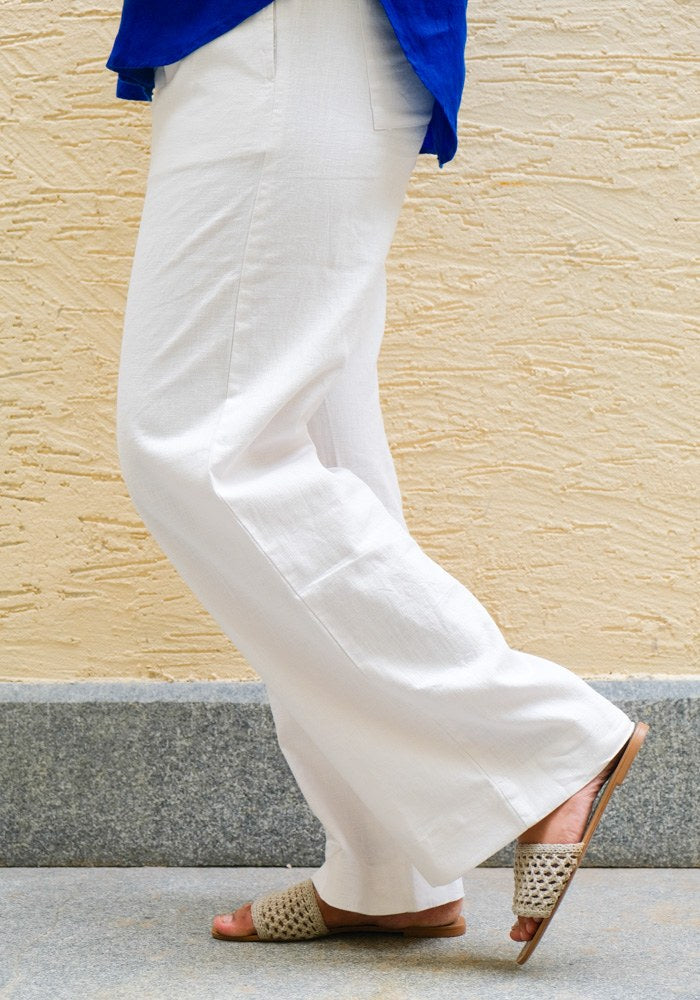Mid-Rise Linen Trousers Snow - view 4