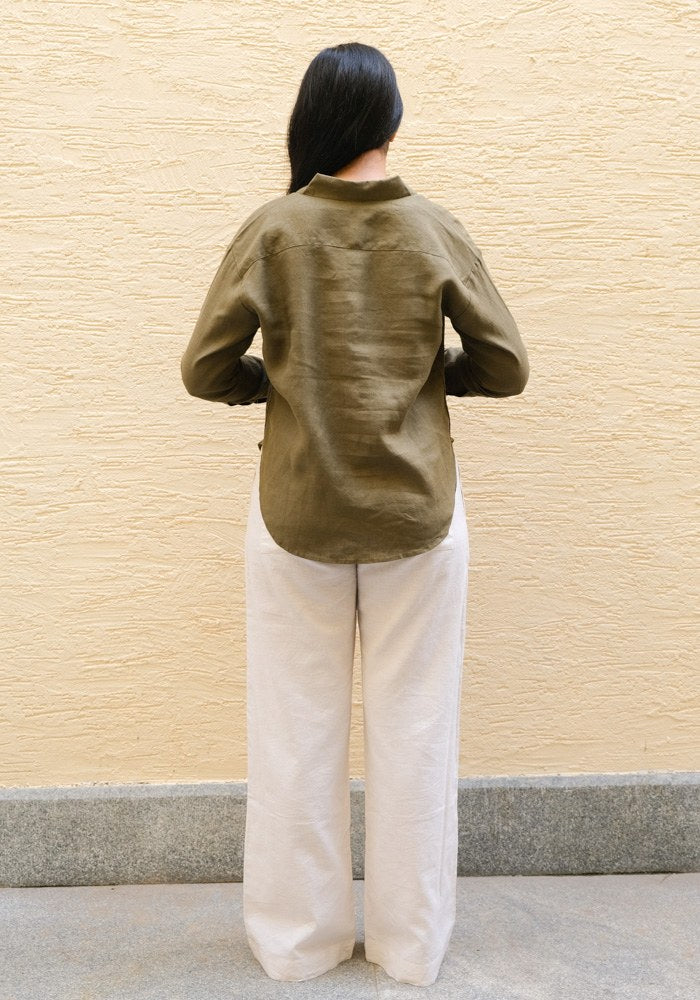 Regular Fit Linen Shirt Sage Earth - view 2