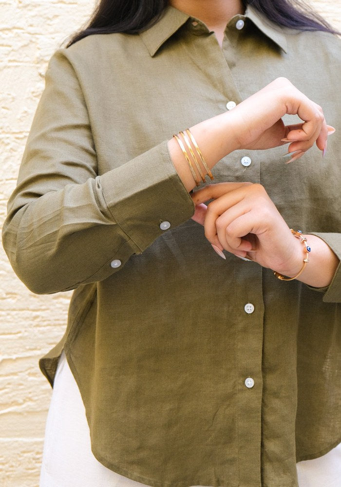 Regular Fit Linen Shirt Sage Earth - view 4