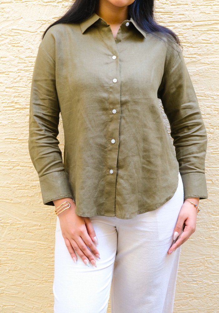Regular Fit Linen Shirt Sage Earth - view 5
