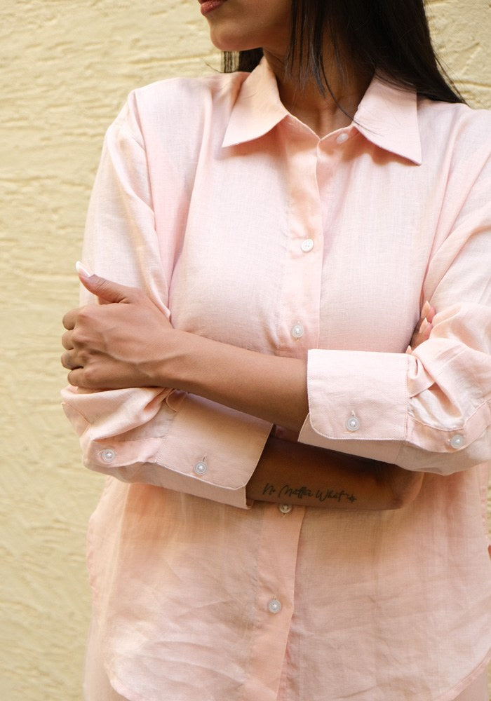 Regular Fit Linen Shirt Peach Blush - view 2