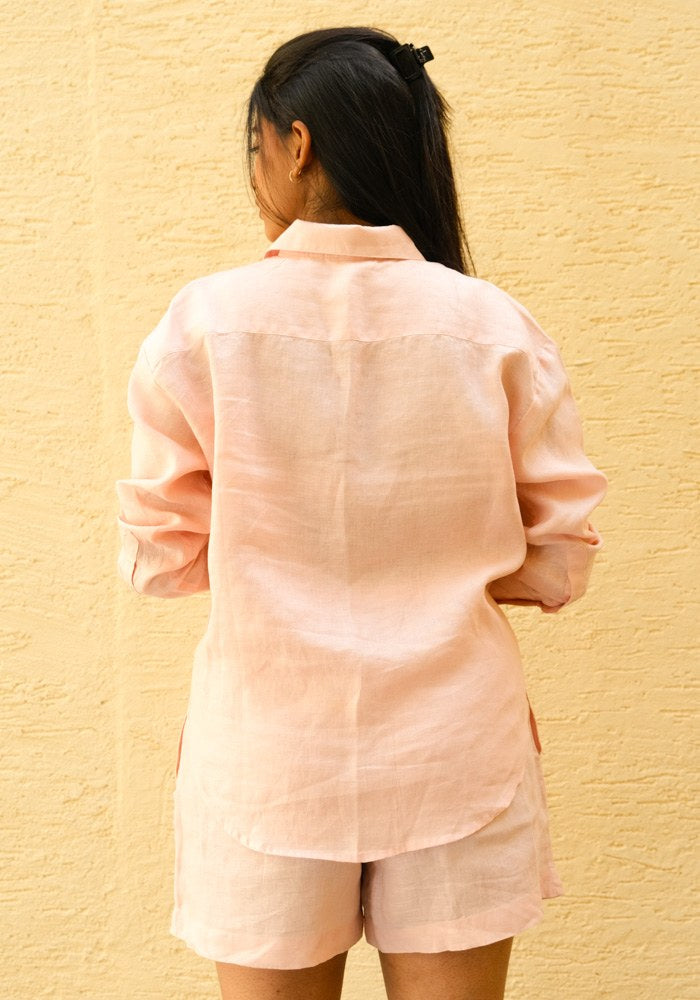 Mid Waist Elasticated Shorts Peach Blush - view 3