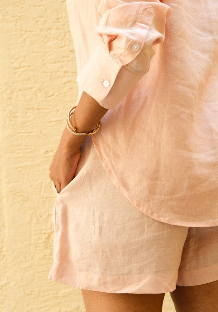 Mid Waist Elasticated Shorts Peach Blush - view 4