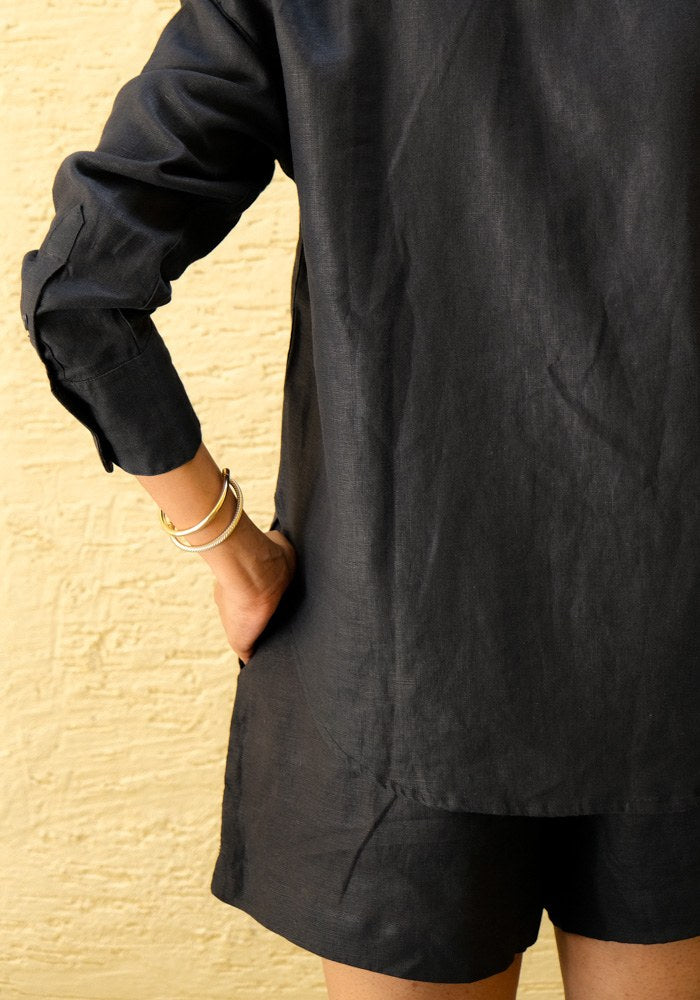 Mid Waist Elasticated Shorts Midnight Noir - view 3