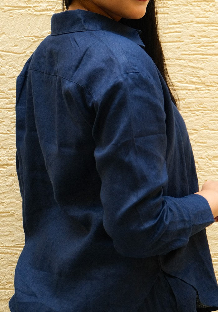 Regular Fit Linen Shirt Midnight Tide - view 2