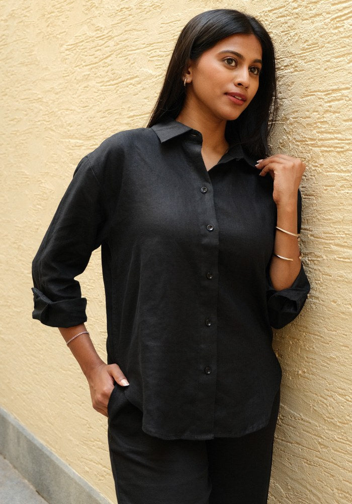 Regular Fit Linen Shirt Midnight Noir - view 5