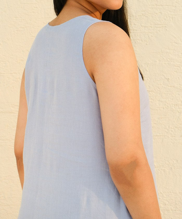 A-Line Linen Midi Dress Frosted Lilac - view 3