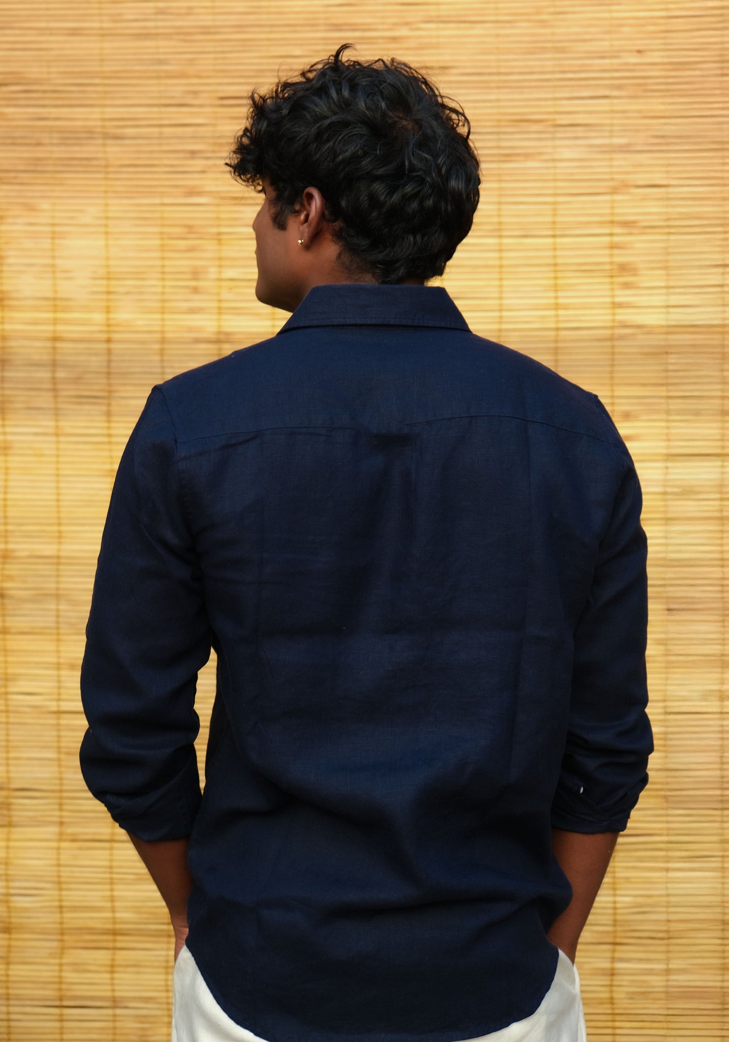 Men's Regular Fit Full Sleeve Linen Shirt Midnight Tide - view 1