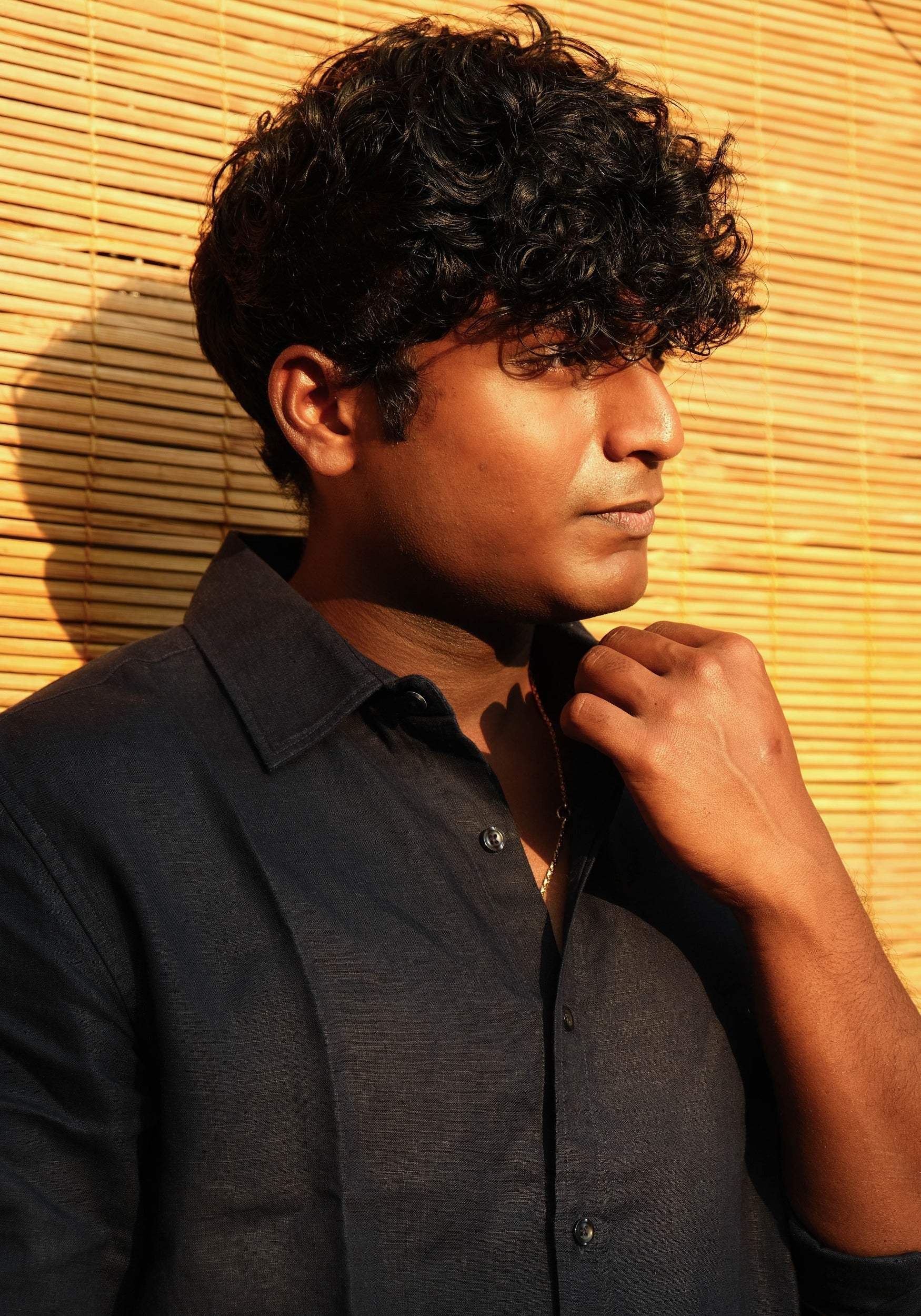 Men's Slim Fit Full Sleeve Linen Shirt Midnight Noir - view 5