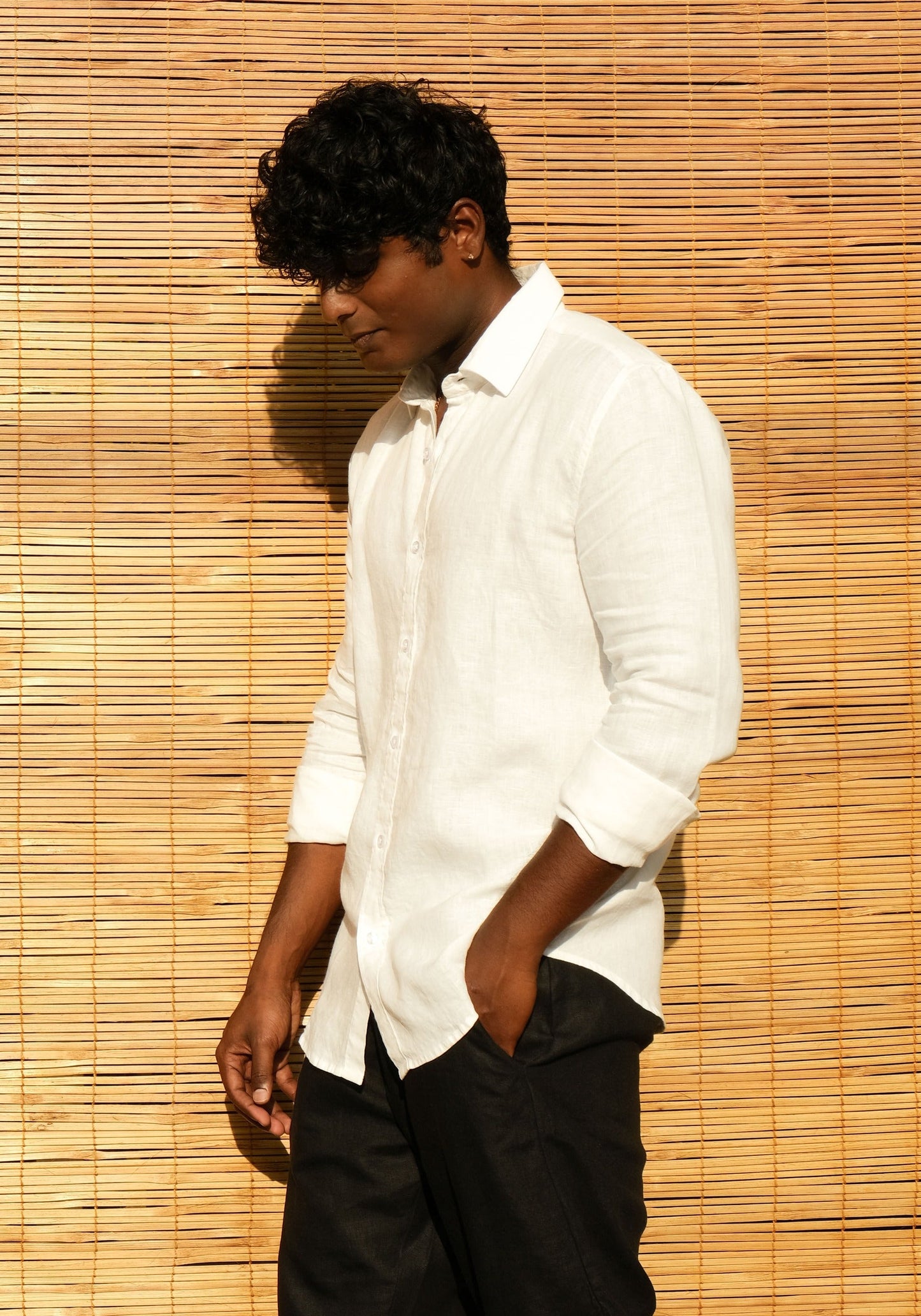 Men's Slim Fit Full Sleeve Linen Shirt Snow - view 2