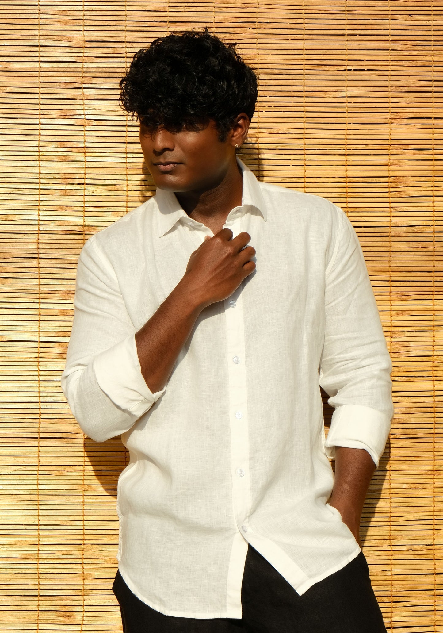 Men's Regular Fit Full Sleeve Linen Shirt Snow - view 4