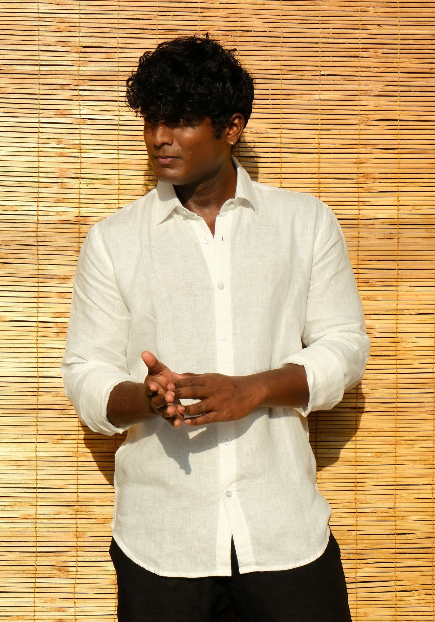 Men's Slim Fit Full Sleeve Linen Shirt Snow - view 5
