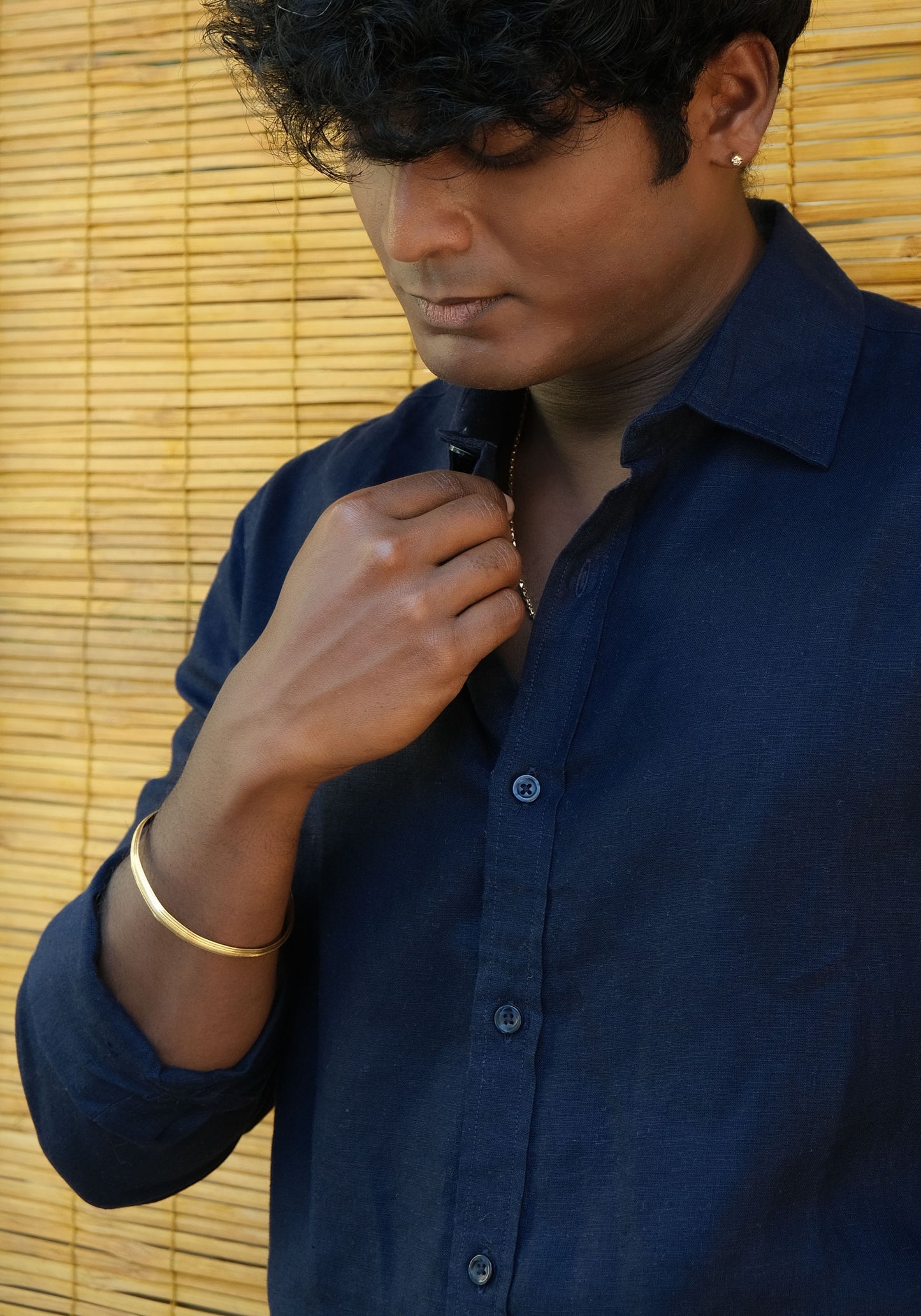 Men's Regular Fit Full Sleeve Linen Shirt Midnight Tide - view 6