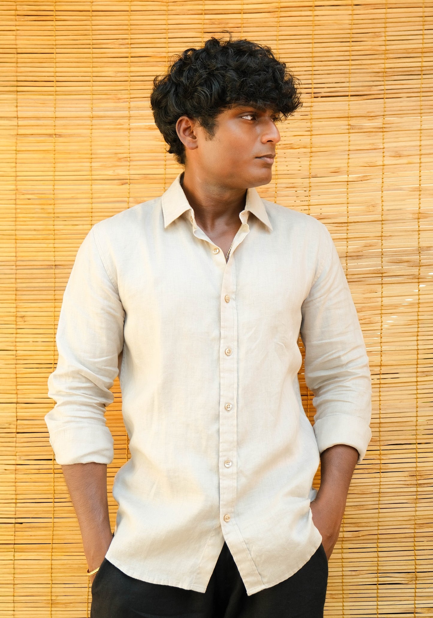 Men's Slim Fit Full Sleeve Linen Shirt