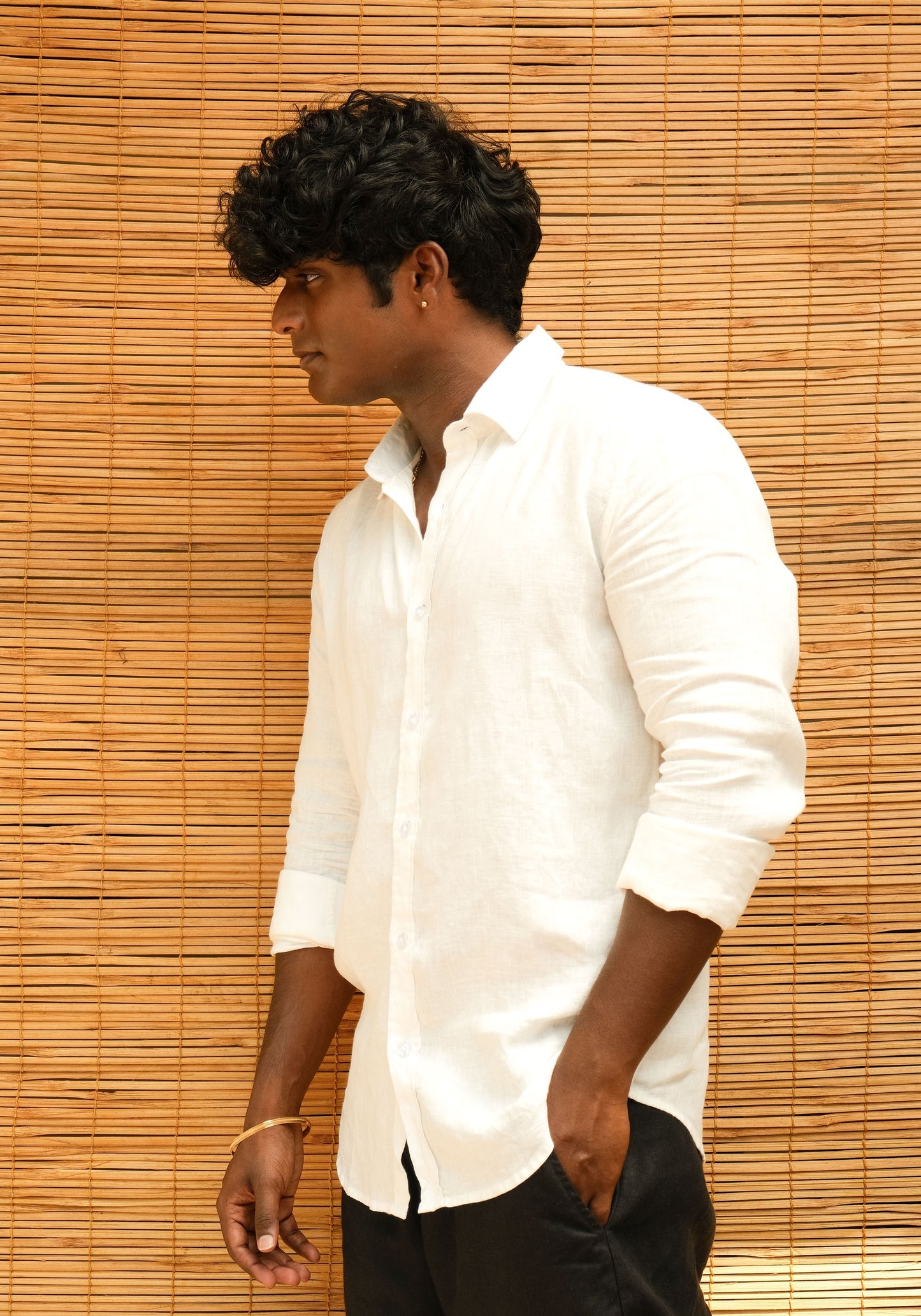 Men's Regular Fit Full Sleeve Linen Shirt Snow - view 6
