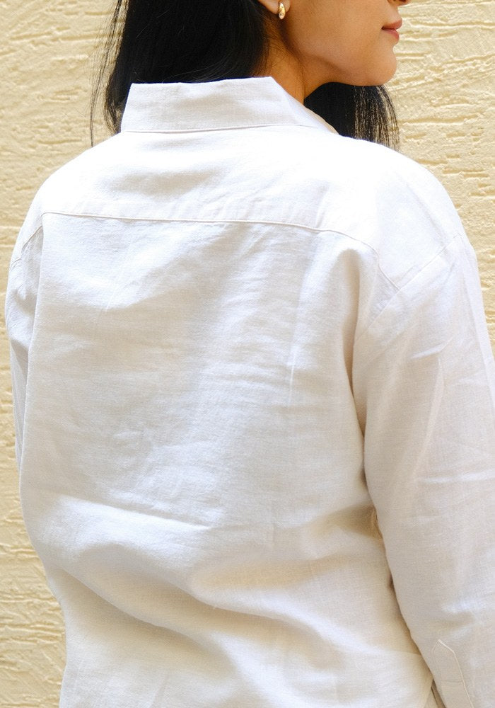 Cream Linen Blend Shirt Cream - view 3