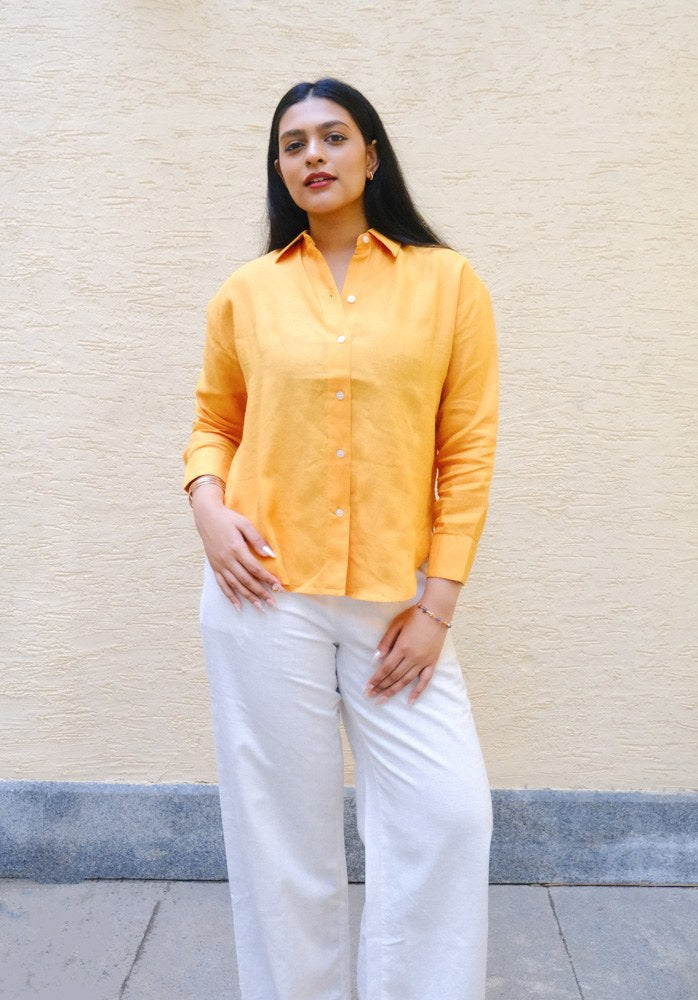 Regular Fit Linen Shirt Saffron Sun - view 1