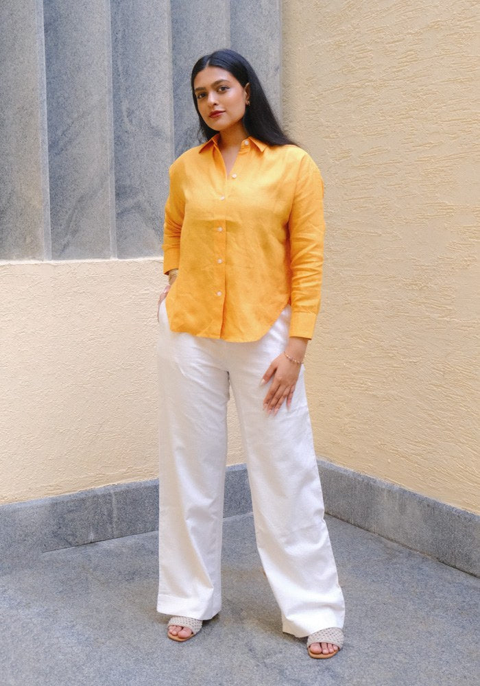 Regular Fit Linen Shirt Saffron Sun - view 2