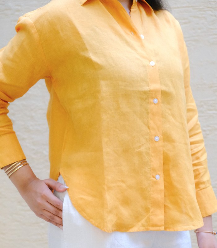 Regular Fit Linen Shirt Saffron Sun - view 4