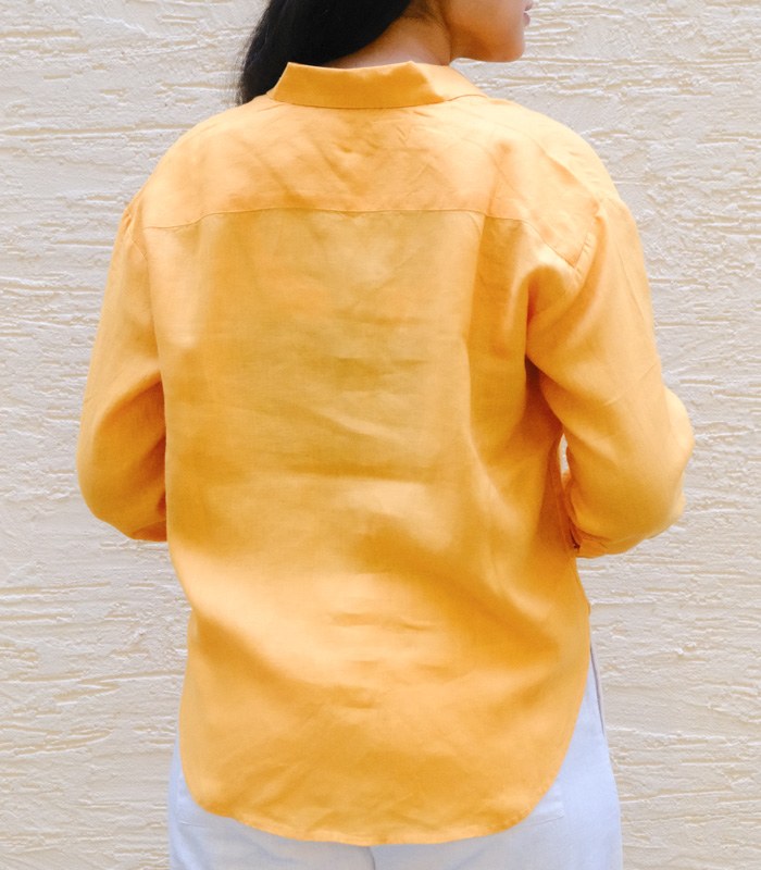 Regular Fit Linen Shirt Saffron Sun - view 5