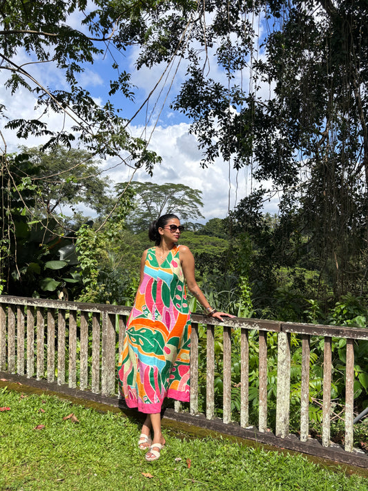 Bloom Printed Linen A-Line Dress