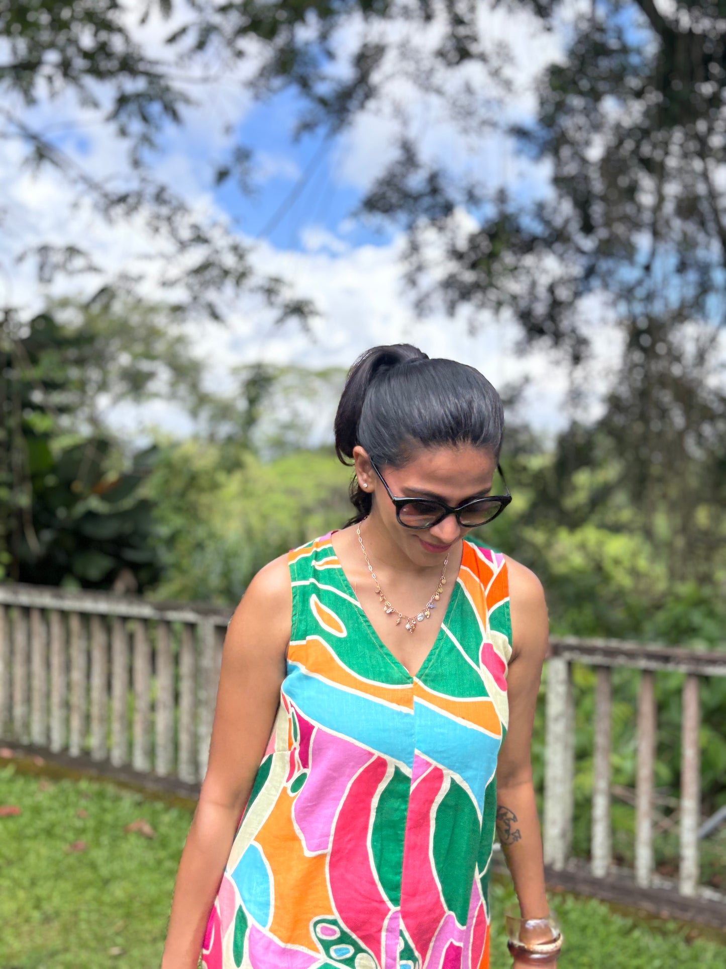 Bloom Printed Linen A-Line Dress